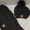 Winter Hat Scarf Gloves and Ear Warmer, Warm Knit Beanie Hat Touch Screen Gloves Set Winter Gifts Neck Scarves for Women (Black)