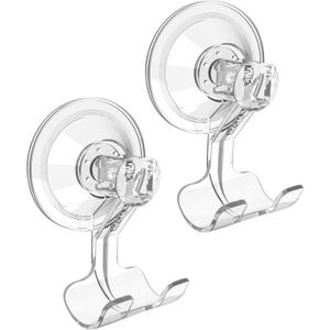 VIS'V Suction Cup Razor Holder, Shower Suction Razor Hooks for His and Hers, Removable and Reusable, Clear, 2 Pcs