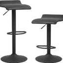 Finnhomy Bar Stools Set of 2 Counter Height, Swivel Barstools with Footrest and Backless, Height Adjustable Rustic Bar stools for Kitchen, Vintage Leather, Retro Black