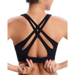 High Impact Sports Bra for Women High Support Molded Cups, Adjustable Straps & Hook Closure, Criss Cross Supportive Bra, XL