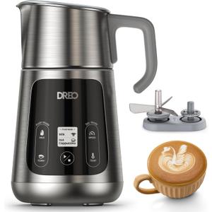 Dreo All-in-1 BaristaMaker Milk Frother, Electric Foam Frother for Latte Art Microfoam and Coffee, 15oz/450ml Automatic Milk Warmer with 30 Drinks, Dishwasher Safe, Dairy/Plant-Based Milk (starlight)