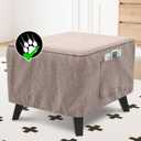 H.VERSAILTEX Ottoman Cover Square Fit Length 36"-37" Footrest Linen Look Square Soft Ottoman Covers Slipcover Storage Ottoman Cover Foot Stool Cover with Elastic Bottom - Heather Taupe