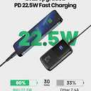 INIU Portable Charger, Smallest 22.5W 10000mAh Power Bank, USB C in/Output Fast Charging 3-Output Mini Battery Pack Charger with Phone Holder for iPhone 16 15 14 13 12 Samsung S23 Google iPad Tablet