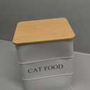 Cat Food storage container Cat Treats Jar,5~6 lb Metal food treats tin for Cat, pet snacks Canisters with wooden lid/handle/sevice scoop-White