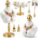 AceOrbit 7 Pcs Jewelry Display Set, Velvet Jewelry Mannequin Display, T-bar Bracelet Holder, Earring and Ring Finger Stand