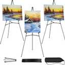3 PCS Black Easel Stand for Wedding Sign Stand, 65 Inch Adjustable Metal Easels for Display, Portable Folding Easel for Wedding, Display Show, Arts, Poster with Portable Bags
