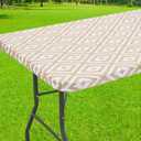 Smiry Rectangle Table Cloth Cover, Waterproof Elastic Fitted Picnic Tablecloth for 4 Foot Tables, Wipeable Flannel Backed Vinyl Tablecloths for Camping, Dining, Outdoor (Khaki 30" x 72")