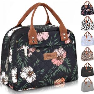 HOMESPON Insulated Lunch Bag for Women Men Adults Lunch Tote with Front Pocket Lunch Box Container Cooler Bag for Work Picnic (Floral)