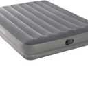 Intex 64114E Dura-Beam Standard Prestige Air Mattress: Fiber-Tech Queen Size Built-in USB Electric Pump 12in Bed Height 600lb Weight Capacity