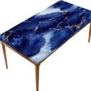 Pardick Blue Marble Rectangle Fitted Tablecloth 5ft Rectangle Table Cover with Elastic Edge Wipeable Outdoor Table Cloths for Kitchen Dining Party Outdoor Picnic Holiday Decor 60" L X 30" W