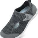 LeIsfIt Womens Wide Diabetic Shoes Adjustable Barefoot Walking Shoes Breathable Zero Drop Sneakers for Wide Width Arthritis Edema Feet (Gray) size 6.5
