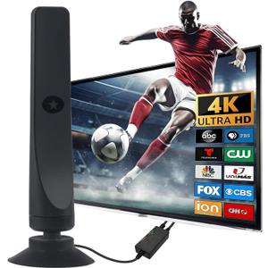 Tv Antenna Indoor for Local Channels: Antenna for Smart Tv Without Cable para Digital Long Range 4k Used Basement Villa Apartment (Large)