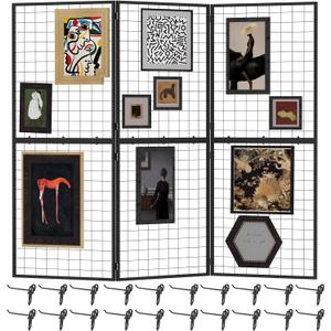 Foldable Grid Wall Panel 3PCS - Portable Heavy Duty Gridwall Display Rack with Detachable Z Unit, Floor Standing for Retail Store, Craft Fair & Pop Up Events, Black 8