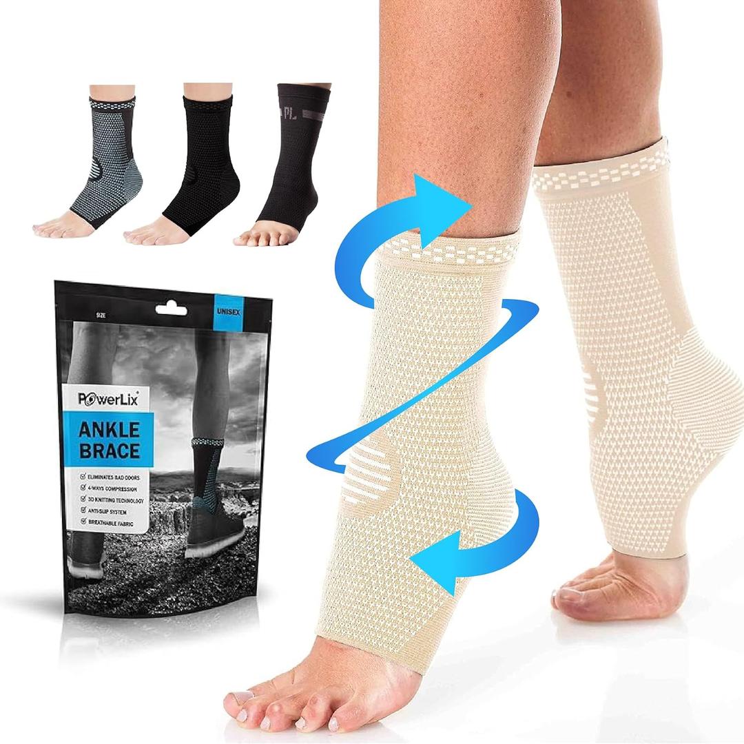 POWERLIX Legs Orthopedic Brace Compression Support Sleeve (Pair) for Swelling, Sprain, Plantar Fasciitis, Arthritis, Tendinitis