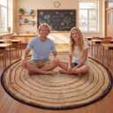 Dunzy 5ft Round Vintage Tree Stump Wood Carpet Washable Non-Slip Nature Photography for Living Room Bedroom Playroom Dorm Office Seating Playmat Camping Photography Marshmallow Fire Party Decor