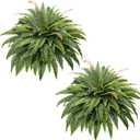 CQURE 50" Large Fake Fern Artificial Ferns for Outdoors,96 Branches Set of 2 Realistic Artificial Boston Ferns Bush Plant for Indoor Outdoor Garden Porch Decor