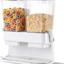 Cereal Dispenser Countertop 2 Pack, 3L Large Cereal Containers Storage Airtight for Kitchen Pantry, Dual Control Plastic Dry Food Dispenser for Cereal, Rice, Grains, Candy, Coffee Beans, 3 Liters