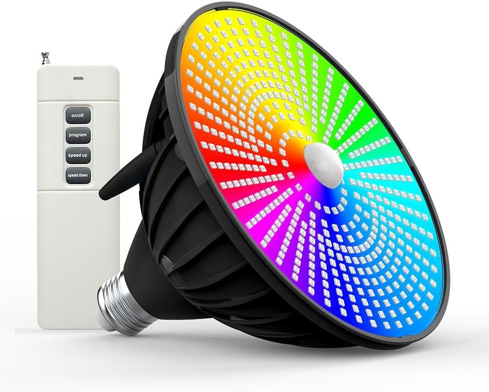 Pool Lights 120V 60W RGB Color Changing LED Pool Light Bulb for Inground Pool Replacement Bulb for Pentair and Hayward Fixture with (Black)