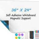 MaxGear 36"x24" Magnetic Whiteboard Sticker for Wall, Self-Adhesive Dry Erase Board with Markers, Magnets, Holder & Eraser, Flexible PET Surface, Easy to Install, for Home Office School