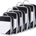 Compression Packing Cubes, 5 Set Packing Cubes for Travel Compression, Lightweight Compressible Package Organizer for Carry On and Suitcases, Black