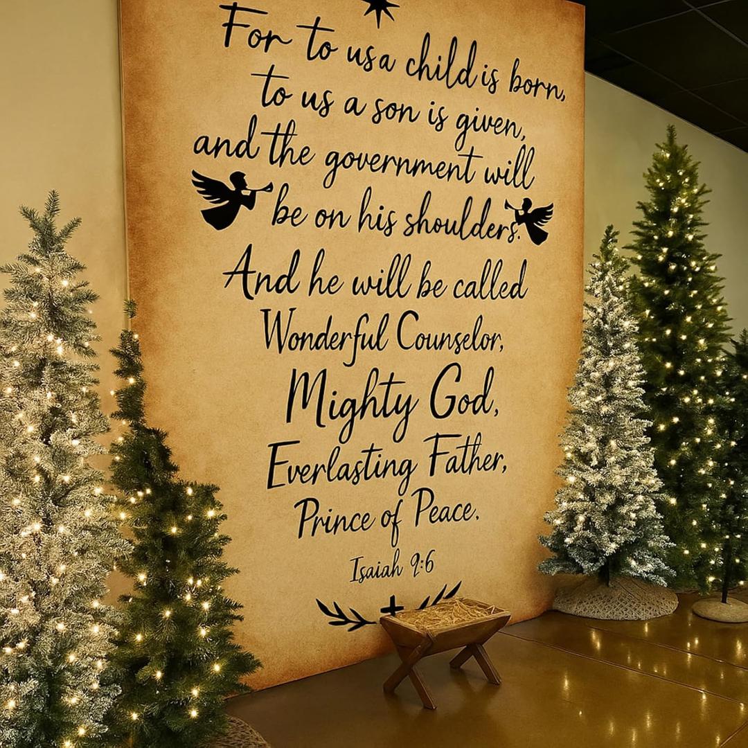 Ganeen 6 * 7ft Christmas Nativity Backdrop Christmas Church Display Banners Religious vintage Hanging Backgrounds Nativity Scene Banner Scripture Holiday Porch Signs Photography Booth for Home Church