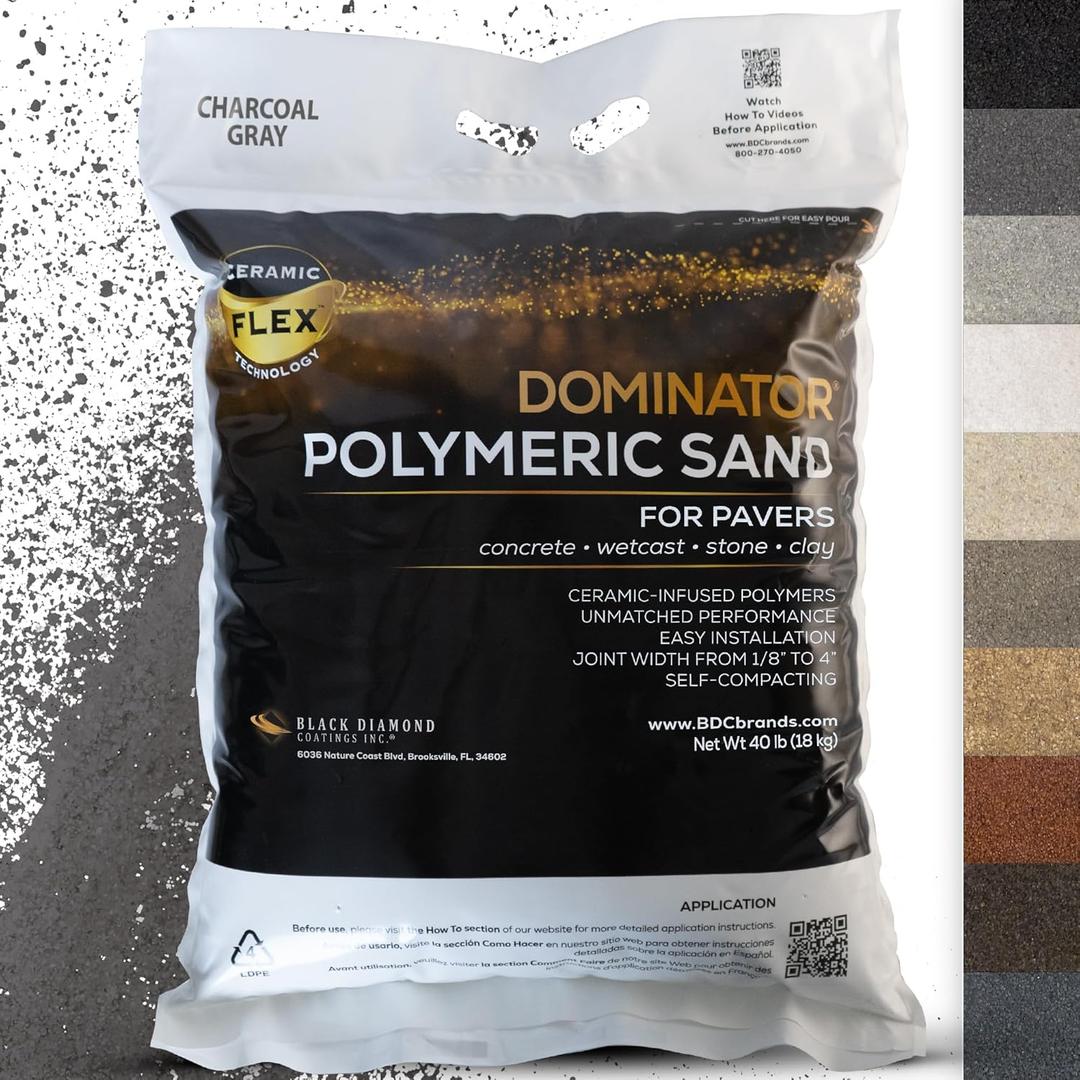 40 Pound Charcoal Gray DOMINATOR Polymeric Sand with Revolutionary Ceramic Flex Technology for Stabilizing Paver Joints/Gaps, 1/8 up to 4, Professional Grade Results
