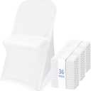 Fixwal 36 Pcs Spandex Stretch Folding Chair Covers - Universal Fitted Washable Slipcovers for Dining, Party, Wedding, Banquet & Thanksgiving Christmas Decoration (White)