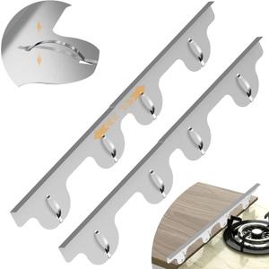 Stove Gap Covers, 2 Pack Stainless Steel Stove Gap Filler, Heat Resistant Oven Gap Filler Adjustable Length 13.8" to 27.5", Range Trim Kit Non-Slip Stove Guard Between Stove Top & Counter - Silver