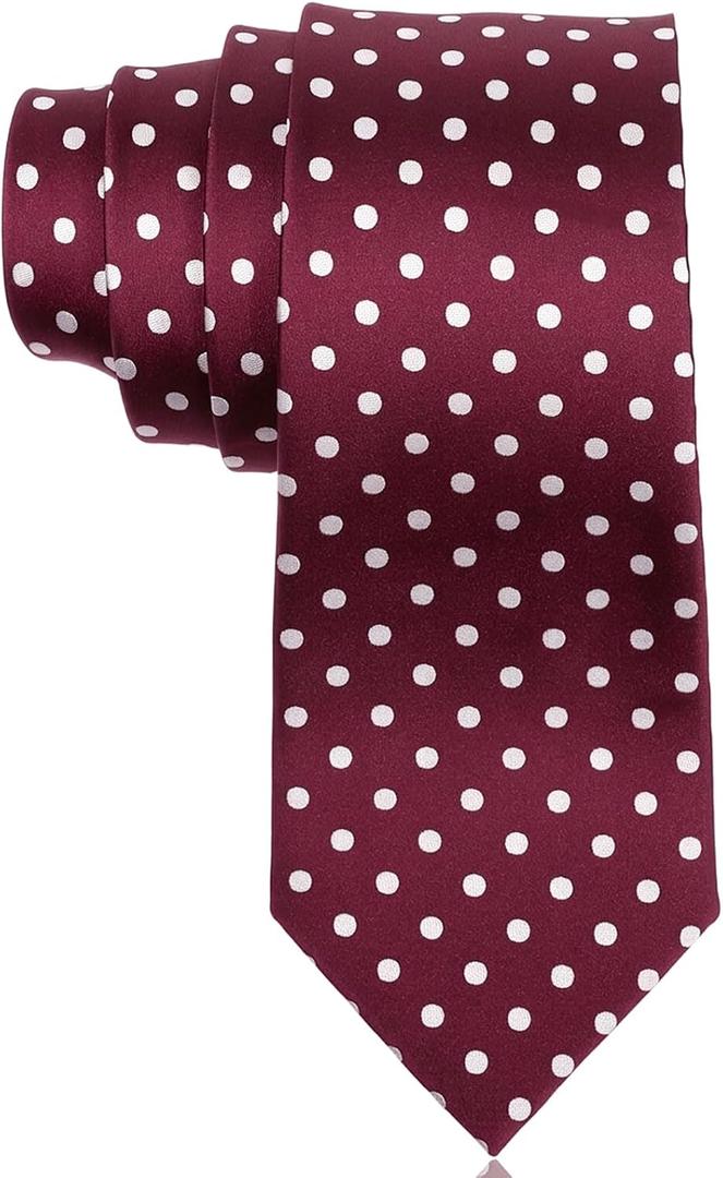 Polka Dot Tie for Men, Black and White Skinny Tie for Formal Wedding Business Casual Cosplay Graduation (Red)