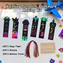 2 x Christian Rainbow Scratch Bookmarks,Easter Basket Stuffers,Party Favors 60 Ribbons 30 Bamboo Stylus Bible Art Crafts Sunday School Crafts Christmas Scratch Off Cards Religious Gifts