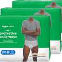 Amazon Basics Maximum Absorbency Incontinence Underwear for Men with Leak Protection and Odor Control, Disposable, Small/Medium, 60 Count (3 Packs of 20)