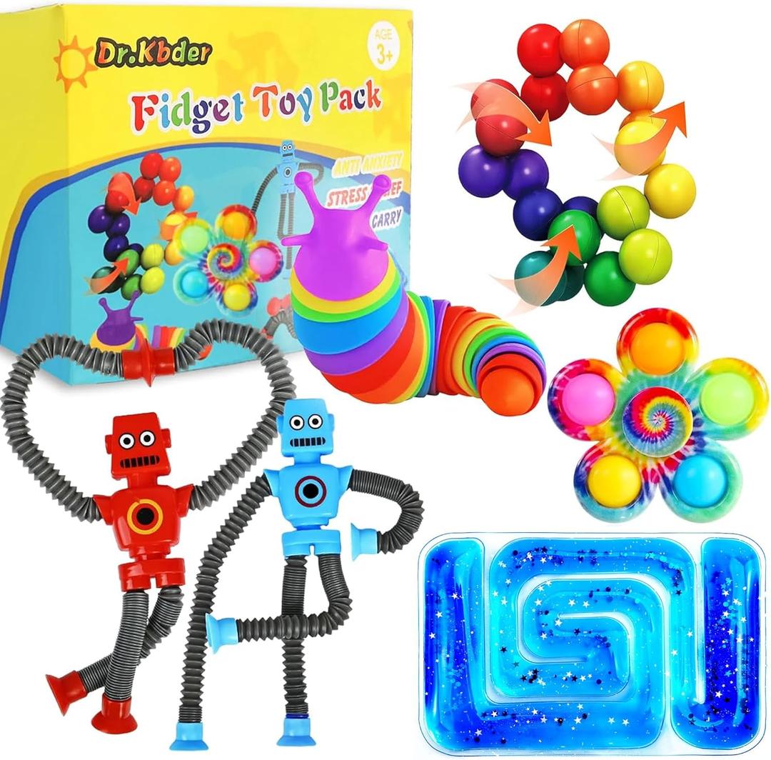 6Pack Sensory Autism Toys for Tollder Kids, Airplane Travel Road Trip Restaurant Toy for Age 3-5 5-7 Fidget Classroom Must Have Treasure Prize Autistic ADHD Easter Basket Stuffers Gifts (Muti-color)