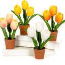 Artificial Tulip Arrangement with Terracotta-Like Plastic Pot 8 Inch Small