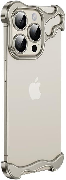 Frameless Series Designed for iPhone 15 Pro Max Case,Borderless Minimalist Design Compatible with Lens Camera Protection,Extremely Highlighting Personality,Titanium Grey