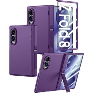  Samsung Galaxy Z Fold 8 Case Hinge & Full Body Protective for Z Fold8 for Galaxy Z Fold 8 Case Built-in Screen Protector & Hinge Protection & Hidden Kickstand Full Body Protective for Z Fold 8, Purple