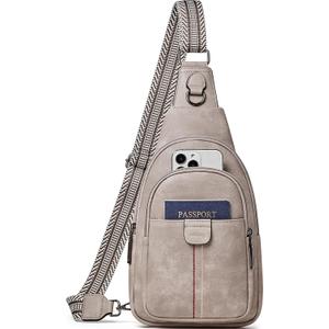 Womens Sling Bag Crossbody Bags for Women Vegan Leather Sling Backpack Daypack Fanny Pack Crossbody Purse Travel (3-grey)