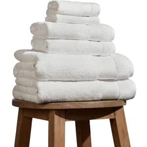 BIOWEAVES 100% Organic Cotton 700 GSM Plush 6-Piece Towel Set GOTS Certified, 2 Bath Towels, 2 Hand Towels & 2 Washcloths - Ivory