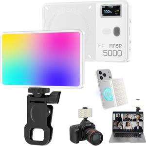 Selfie Phone Light with Magnetic,140 LED 1800K-10000K 4900mAh + Power Bank RGB Video Light CRI 96+ Professional Portable Lighting for Camera, TikTok, Vlog, Makeup, Zoom, Selfie
