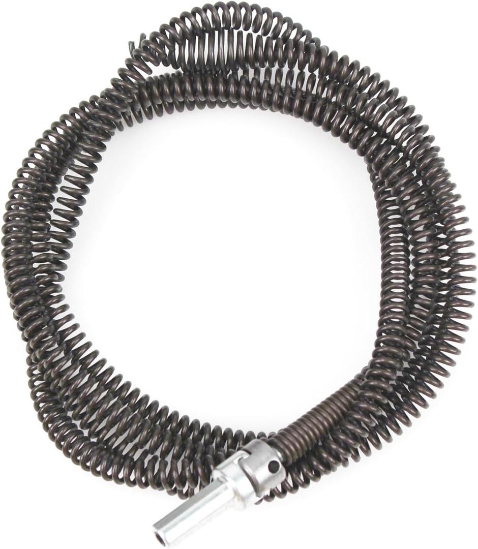 10mm Heavy-Duty Drain Auger Snake Cable with Drill Adapter - Flexible Plumbing Clog Remover for Kitchen, Bathroom, Toilet, Shower Sink & Pipe (6.5Ft/2M Drill-Powered Drain Cleaner)