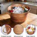 Beverage Tub Ice Bucket For Party, Thick Metal Galvanized Tub Drink Buckets, Beverage Bucket with Handles, Drink Bucket for Indoor & Outdoor Parties (1PC Copper)