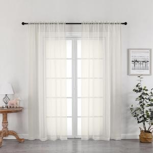OWENIE Ivory Sheer Curtains 72 Inches Long 2 Panels, Transparent Voile Sheer Curtain Double Rod Pocket Gauze Drapes for Living Room Bedroom Window Sliding Glass Door Treatment, 42 x 72 Inch
