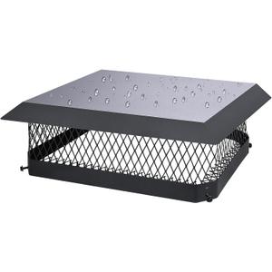 Chimney Cap Chimney Cover,Fireplace Chimney Caps for Outside 13"x18",Chimney Flue Cover Chimney Rain Cap,Roof Rain Guard Chimney Top Protector Cover Chimney Exhaust Vent Cap for Clay Flue Tile Chimney (Black Galvanized Steel)