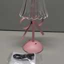 Chunful Bow Lamp Plugged in for Women Room Coquette Lamp Metal Touch Desk Decor 11.8 Inch Tall Cute Bedside Light with Scallop Skirt Shade Modern Princess Bedroom Nursery Decoration(Pink Crystal)