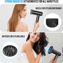 2026 Hair Dryer, 200,000 RPM Professional High Speed Blow Dryer with Diffuser for Women, 1200M Negative Ionic Hair Dryer with Brushless Motor, Low Noise Hair Blow Dryer for Home Travel Salon, Black