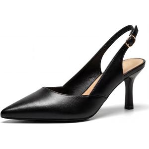 Women's Slingback Kitten Heels Closed Pointed Toe Pumps Wedding Party Dress Shoes, Black, Size 11
