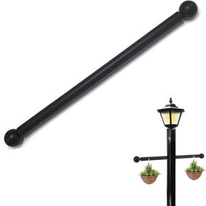 Lamp Post Cross Arm Steel Cross Arm Ladder Rest with Removable Knobs 16 inch Cross Arm Replacement for Outdoor Lamp Posts Pole Light, Black