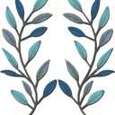 Zhengmy 2 Pieces Metal Tree Leaf Wall Decor Vine Olive Branch Leaf Wall Art Living Room, Hallway Wall Decor Outdoor Decoration(Vintage Blue)