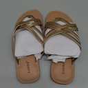 Luoika Women's Wide Width Flat Sandals, Flip Flop Slides Sandal Casual Strapy Sandal Slip on Summer Beach Shoes for Women. (Gold, 10.5)
