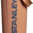 STANLEY Vitalize Shaker Bottle 20 oz | Leakproof Insulated Stainless Steel Shaker Cup | Base Storage and Twist On Fast Flow Lid | Protein Shakes and Pre Workout Powder | BPA-Free | Toast