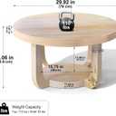 Round Coffee Table, 2-Tier Circle Coffee Table with Storage Nature